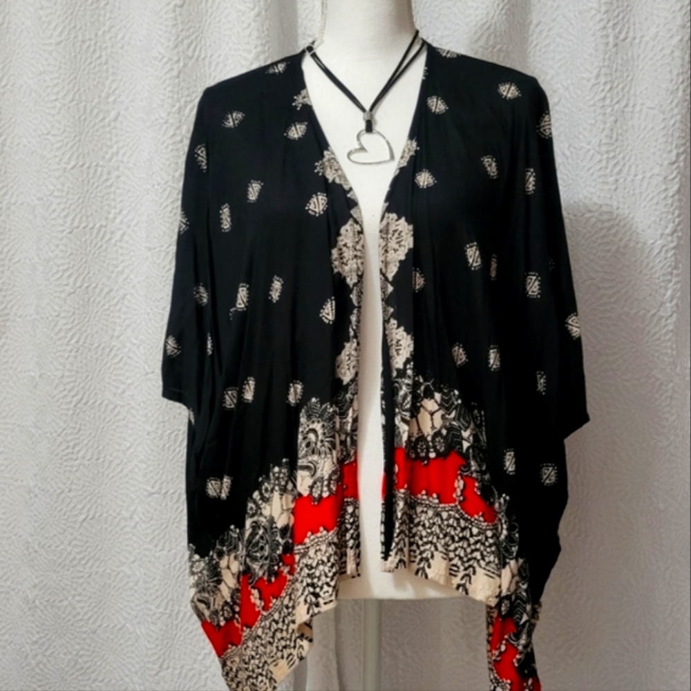 2/$30 🎋Angie Asymmetrical Kimono Jacket - Picture 3 of 9